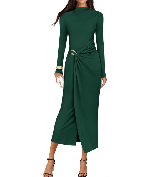 ZESICA Women's 2025 Fall Long Sleeve Bodycon Dress Mock Neck Party Cocktail Wedding Guest Long Midi Dresses