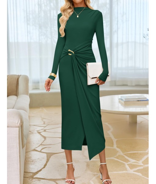 ZESICA Women's 2025 Fall Long Sleeve Bodycon Dress Mock Neck Party Cocktail Wedding Guest Long Midi Dresses