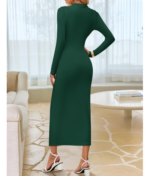 ZESICA Women's 2025 Fall Long Sleeve Bodycon Dress Mock Neck Party Cocktail Wedding Guest Long Midi Dresses