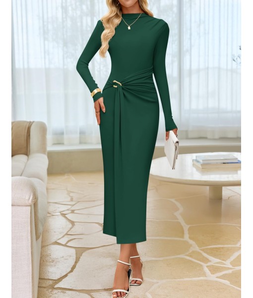ZESICA Women's 2025 Fall Long Sleeve Bodycon Dress Mock Neck Party Cocktail Wedding Guest Long Midi Dresses