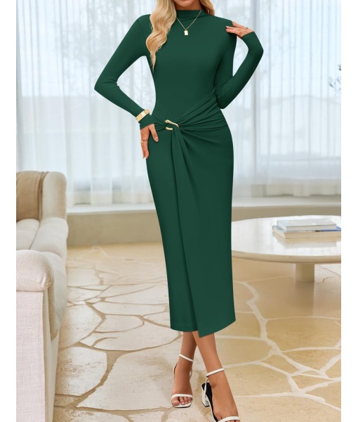 ZESICA Women's 2025 Fall Long Sleeve Bodycon Dress Mock Neck Party Cocktail Wedding Guest Long Midi Dresses