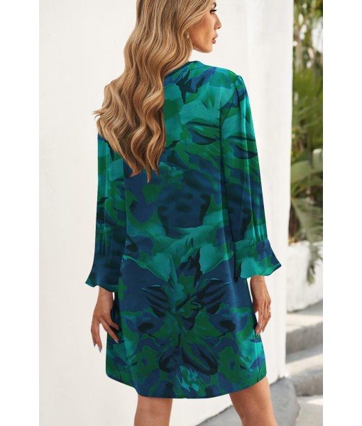QACOHU Fall Dresses for Women 2025 Casual V Neck Long Sleeves Flowy Mini Tunic Dress