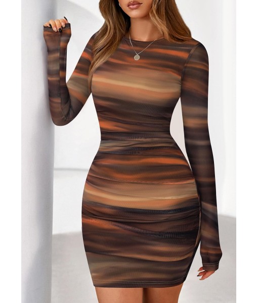 PRETTYGARDEN Women Long Sleeve Mini Fall Dress 2025 Tie Dye Print Bodycon Cocktail Party Club Outfits Homecoming Dresses