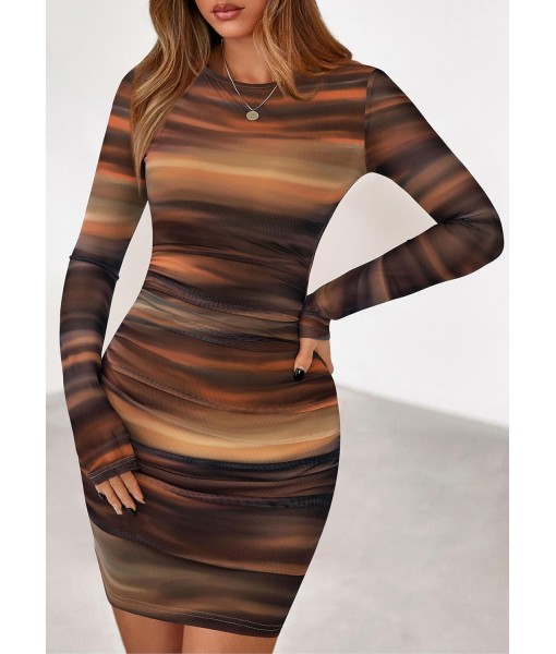 PRETTYGARDEN Women Long Sleeve Mini Fall Dress 2025 Tie Dye Print Bodycon Cocktail Party Club Outfits Homecoming Dresses