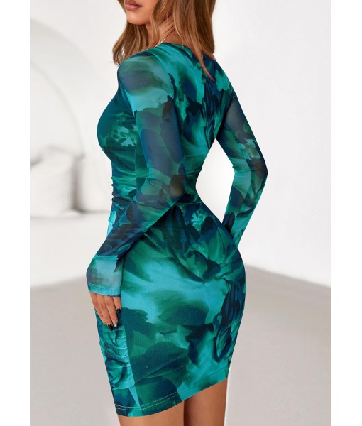 PRETTYGARDEN Women Long Sleeve Mini Fall Dress 2025 Tie Dye Print Bodycon Cocktail Party Club Outfits Homecoming Dresses