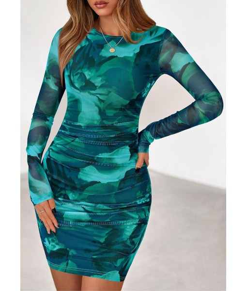 PRETTYGARDEN Women Long Sleeve Mini Fall Dress 2025 Tie Dye Print Bodycon Cocktail Party Club Outfits Homecoming Dresses
