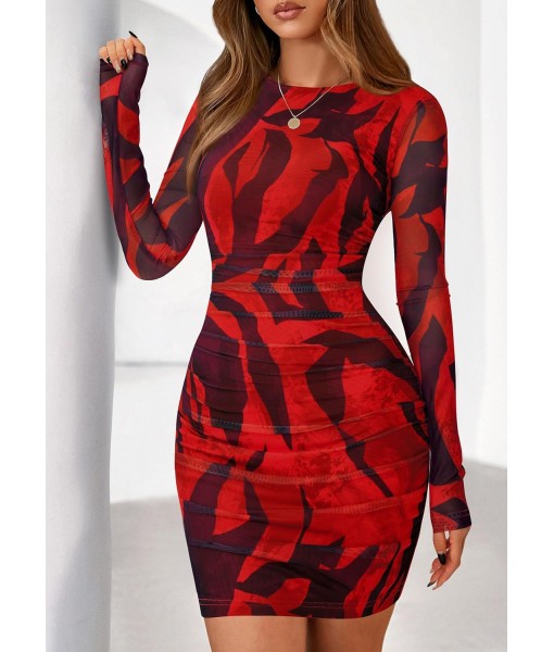 PRETTYGARDEN Women Long Sleeve Mini Fall Dress 2025 Tie Dye Print Bodycon Cocktail Party Club Outfits Homecoming Dresses