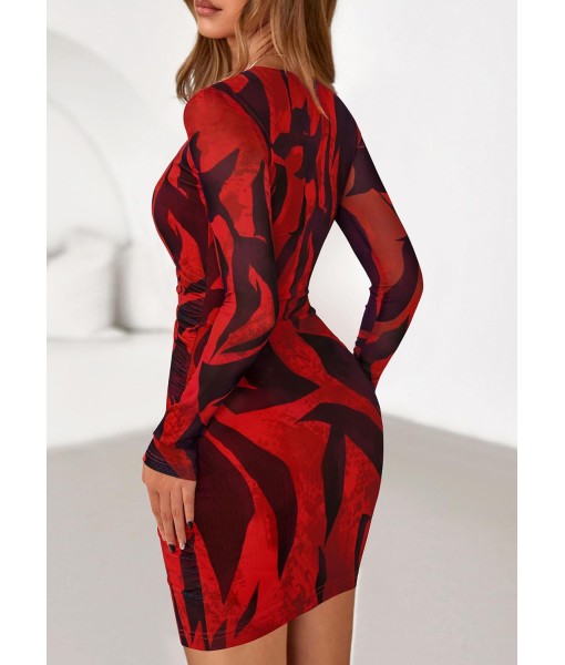 PRETTYGARDEN Women Long Sleeve Mini Fall Dress 2025 Tie Dye Print Bodycon Cocktail Party Club Outfits Homecoming Dresses