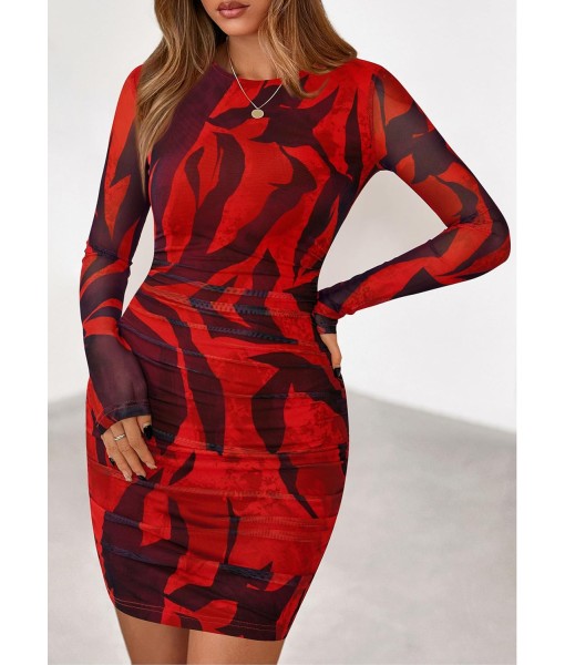 PRETTYGARDEN Women Long Sleeve Mini Fall Dress 2025 Tie Dye Print Bodycon Cocktail Party Club Outfits Homecoming Dresses