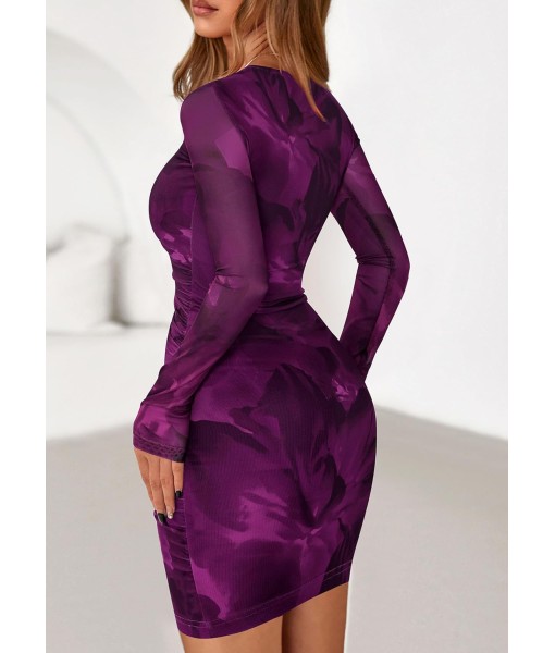 PRETTYGARDEN Women Long Sleeve Mini Fall Dress 2025 Tie Dye Print Bodycon Cocktail Party Club Outfits Homecoming Dresses
