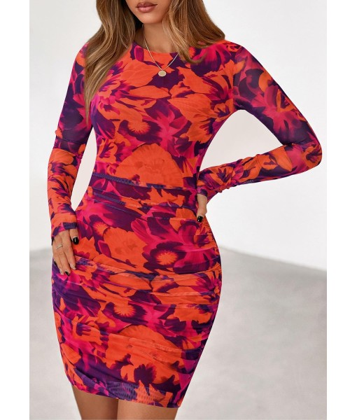 PRETTYGARDEN Women Long Sleeve Mini Fall Dress 2025 Tie Dye Print Bodycon Cocktail Party Club Outfits Homecoming Dresses