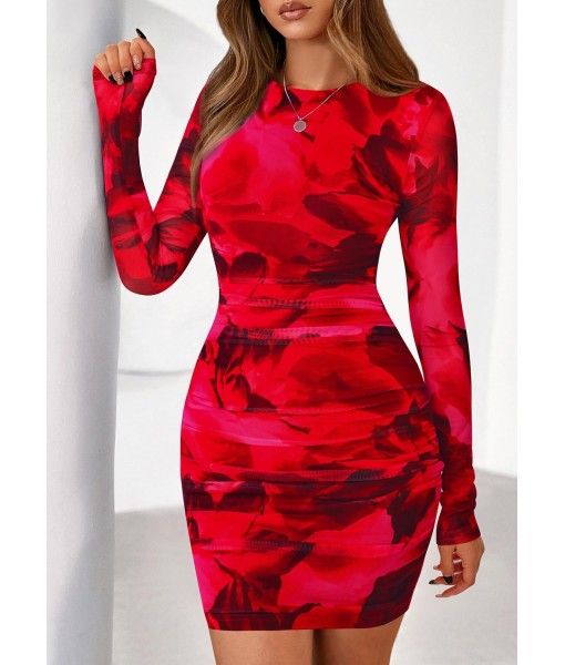 PRETTYGARDEN Women Long Sleeve Mini Fall Dress 2025 Tie Dye Print Bodycon Cocktail Party Club Outfits Homecoming Dresses