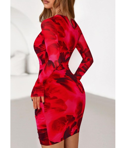 PRETTYGARDEN Women Long Sleeve Mini Fall Dress 2025 Tie Dye Print Bodycon Cocktail Party Club Outfits Homecoming Dresses