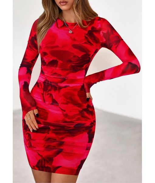 PRETTYGARDEN Women Long Sleeve Mini Fall Dress 2025 Tie Dye Print Bodycon Cocktail Party Club Outfits Homecoming Dresses