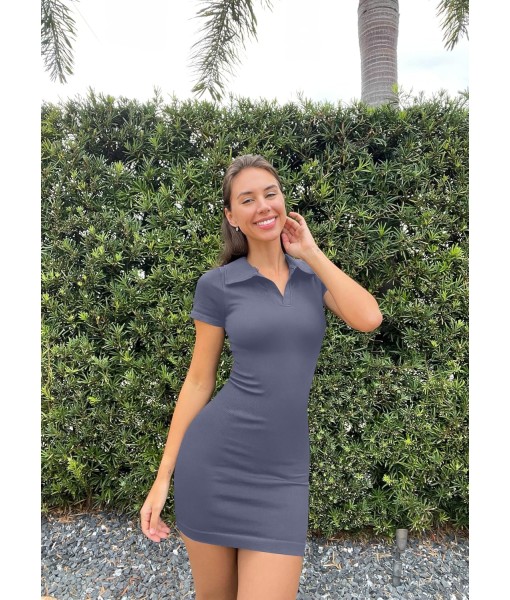 OQQ Women's Mini Dresses Sexy Ribbed Short Sleeve Tummy Control Bodycon Mini Dress