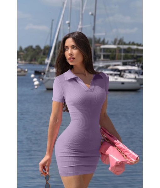 OQQ Women's Mini Dresses Sexy Ribbed Short Sleeve Tummy Control Bodycon Mini Dress