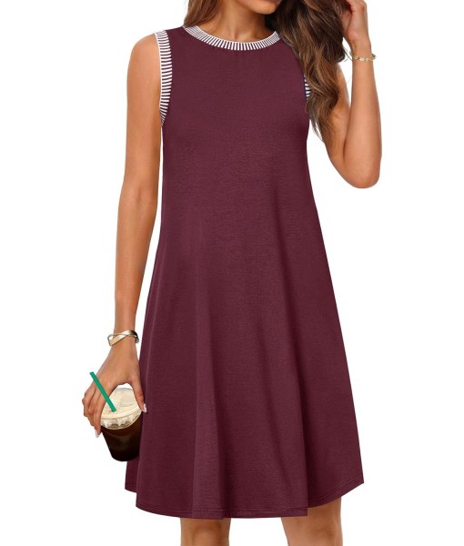 MEROKEETY Women's 2025 Summer Casual Sundress Beach Vacation Sleeveless Tank Crewneck Coverup Mini Dresses