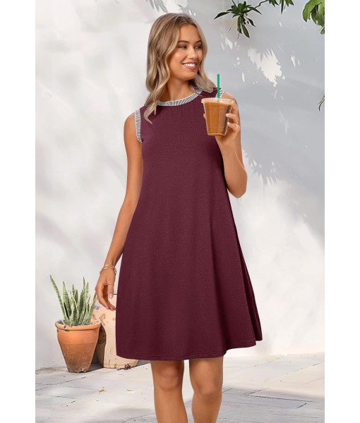 MEROKEETY Women's 2025 Summer Casual Sundress Beach Vacation Sleeveless Tank Crewneck Coverup Mini Dresses