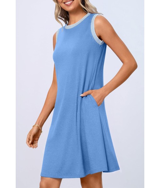 MEROKEETY Women's 2025 Summer Casual Sundress Beach Vacation Sleeveless Tank Crewneck Coverup Mini Dresses