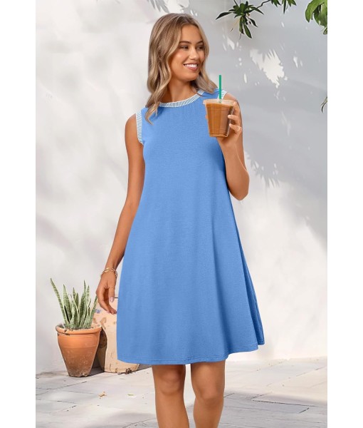 MEROKEETY Women's 2025 Summer Casual Sundress Beach Vacation Sleeveless Tank Crewneck Coverup Mini Dresses
