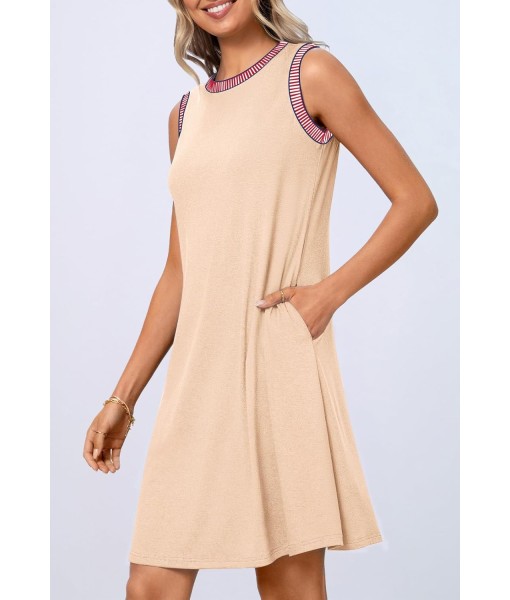 MEROKEETY Women's 2025 Summer Casual Sundress Beach Vacation Sleeveless Tank Crewneck Coverup Mini Dresses