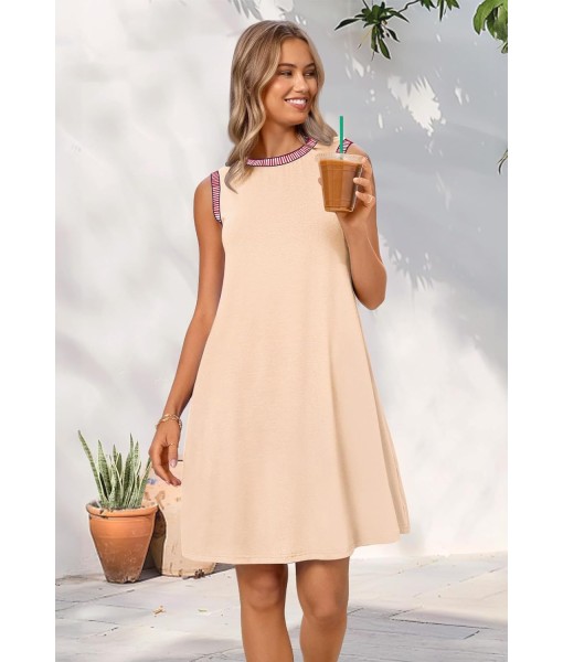 MEROKEETY Women's 2025 Summer Casual Sundress Beach Vacation Sleeveless Tank Crewneck Coverup Mini Dresses