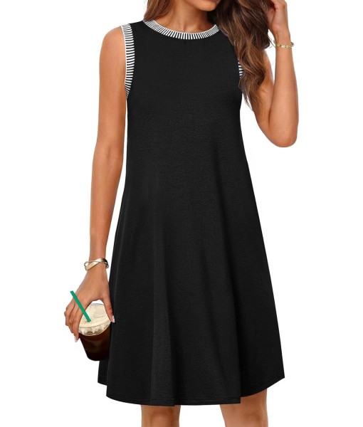 MEROKEETY Women's 2025 Summer Casual Sundress Beach Vacation Sleeveless Tank Crewneck Coverup Mini Dresses