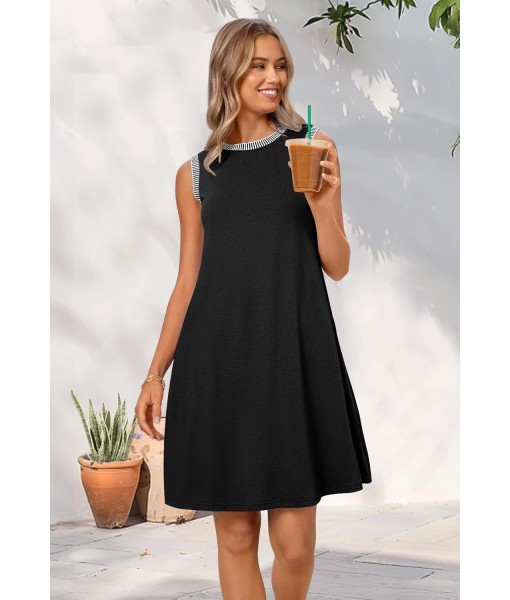 MEROKEETY Women's 2025 Summer Casual Sundress Beach Vacation Sleeveless Tank Crewneck Coverup Mini Dresses