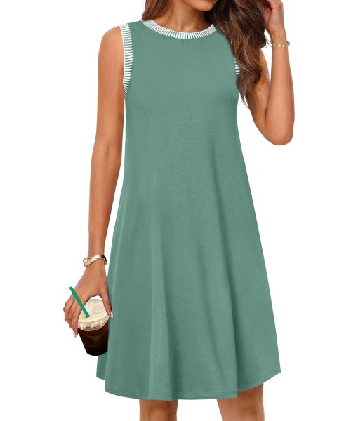 MEROKEETY Women's 2025 Summer Casual Sundress Beach Vacation Sleeveless Tank Crewneck Coverup Mini Dresses