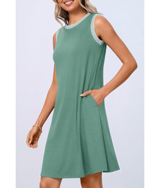 MEROKEETY Women's 2025 Summer Casual Sundress Beach Vacation Sleeveless Tank Crewneck Coverup Mini Dresses