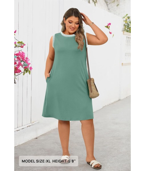 MEROKEETY Women's 2025 Summer Casual Sundress Beach Vacation Sleeveless Tank Crewneck Coverup Mini Dresses