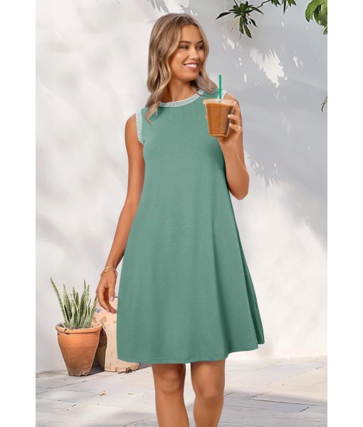 MEROKEETY Women's 2025 Summer Casual Sundress Beach Vacation Sleeveless Tank Crewneck Coverup Mini Dresses