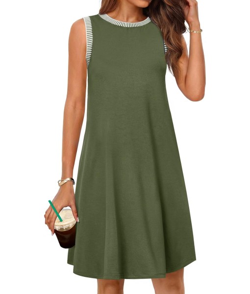 MEROKEETY Women's 2025 Summer Casual Sundress Beach Vacation Sleeveless Tank Crewneck Coverup Mini Dresses