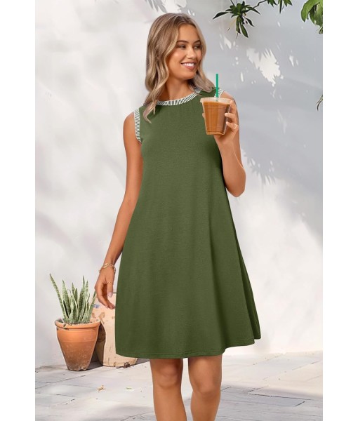 MEROKEETY Women's 2025 Summer Casual Sundress Beach Vacation Sleeveless Tank Crewneck Coverup Mini Dresses
