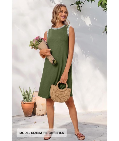 MEROKEETY Women's 2025 Summer Casual Sundress Beach Vacation Sleeveless Tank Crewneck Coverup Mini Dresses