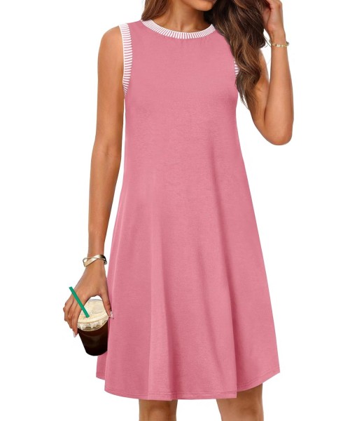 MEROKEETY Women's 2025 Summer Casual Sundress Beach Vacation Sleeveless Tank Crewneck Coverup Mini Dresses