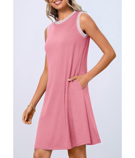 MEROKEETY Women's 2025 Summer Casual Sundress Beach Vacation Sleeveless Tank Crewneck Coverup Mini Dresses