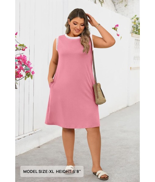 MEROKEETY Women's 2025 Summer Casual Sundress Beach Vacation Sleeveless Tank Crewneck Coverup Mini Dresses