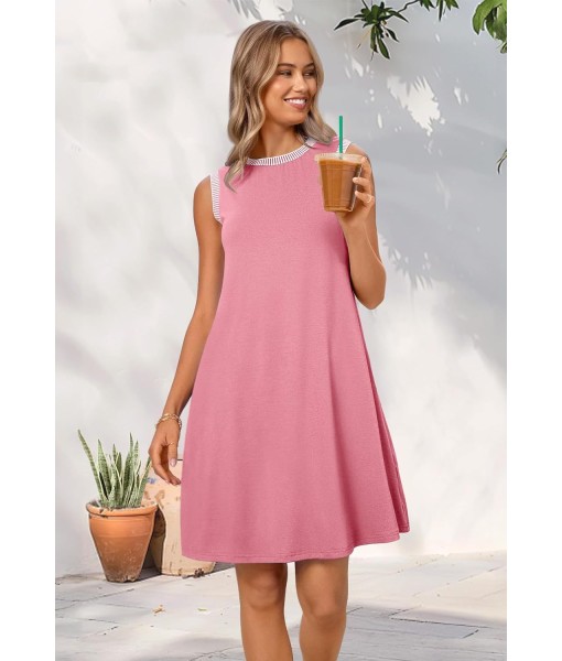 MEROKEETY Women's 2025 Summer Casual Sundress Beach Vacation Sleeveless Tank Crewneck Coverup Mini Dresses