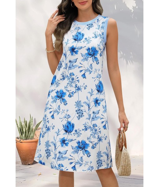 MEROKEETY Women's 2025 Summer Casual Sundress Beach Vacation Sleeveless Tank Crewneck Coverup Mini Dresses