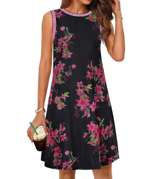 MEROKEETY Women's 2025 Summer Casual Sundress Beach Vacation Sleeveless Tank Crewneck Coverup Mini Dresses