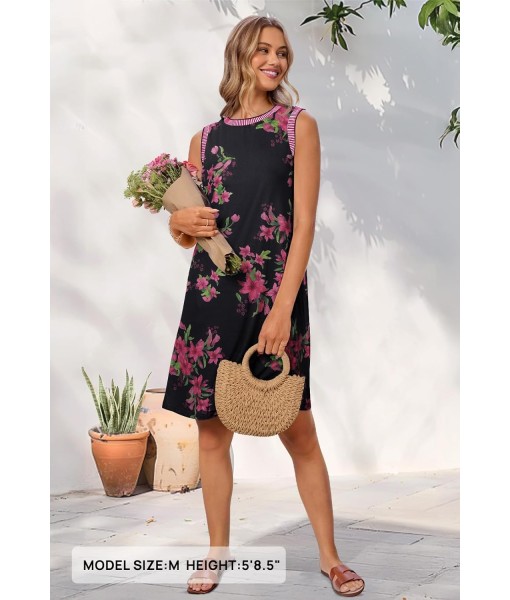 MEROKEETY Women's 2025 Summer Casual Sundress Beach Vacation Sleeveless Tank Crewneck Coverup Mini Dresses