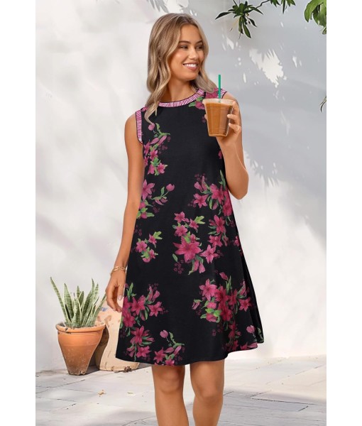 MEROKEETY Women's 2025 Summer Casual Sundress Beach Vacation Sleeveless Tank Crewneck Coverup Mini Dresses