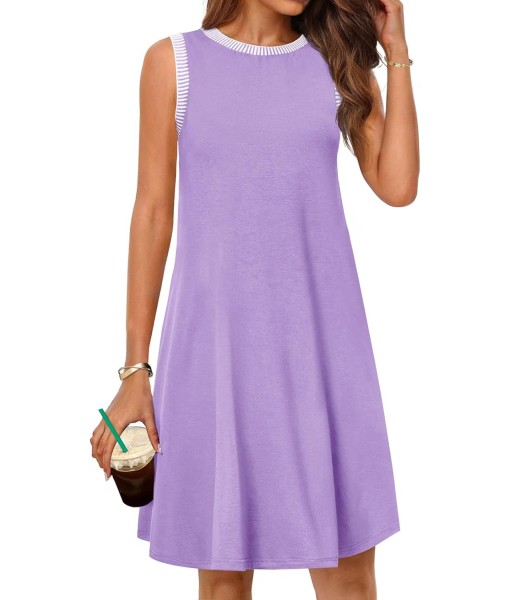 MEROKEETY Women's 2025 Summer Casual Sundress Beach Vacation Sleeveless Tank Crewneck Coverup Mini Dresses