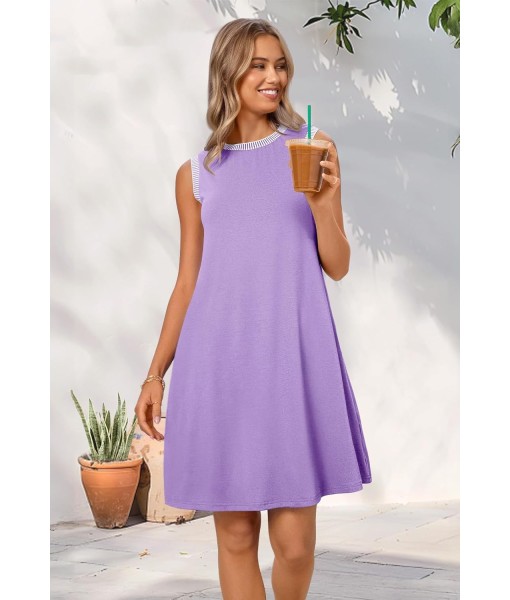 MEROKEETY Women's 2025 Summer Casual Sundress Beach Vacation Sleeveless Tank Crewneck Coverup Mini Dresses