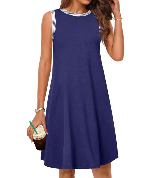MEROKEETY Women's 2025 Summer Casual Sundress Beach Vacation Sleeveless Tank Crewneck Coverup Mini Dresses