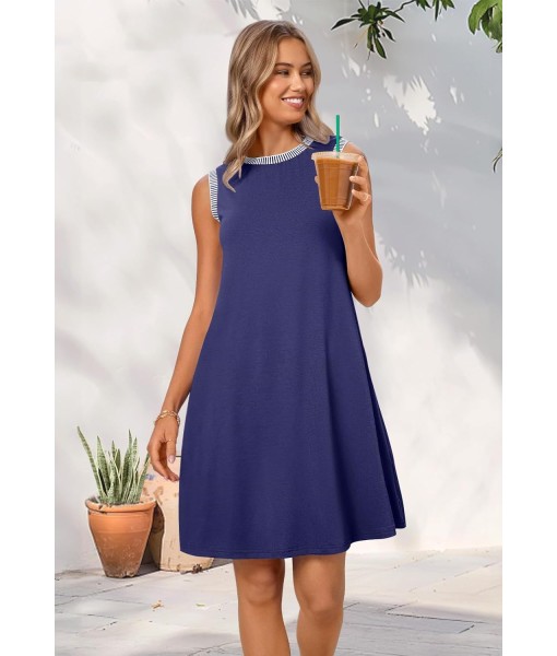 MEROKEETY Women's 2025 Summer Casual Sundress Beach Vacation Sleeveless Tank Crewneck Coverup Mini Dresses