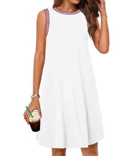 MEROKEETY Women's 2025 Summer Casual Sundress Beach Vacation Sleeveless Tank Crewneck Coverup Mini Dresses