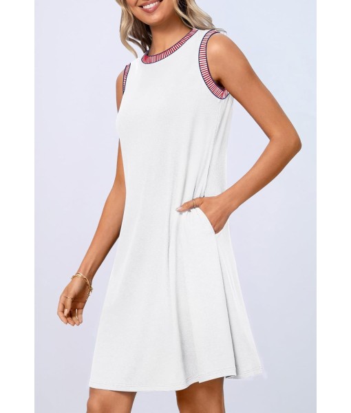 MEROKEETY Women's 2025 Summer Casual Sundress Beach Vacation Sleeveless Tank Crewneck Coverup Mini Dresses