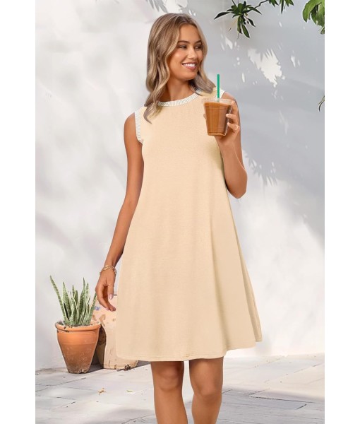 MEROKEETY Women's 2025 Summer Casual Sundress Beach Vacation Sleeveless Tank Crewneck Coverup Mini Dresses